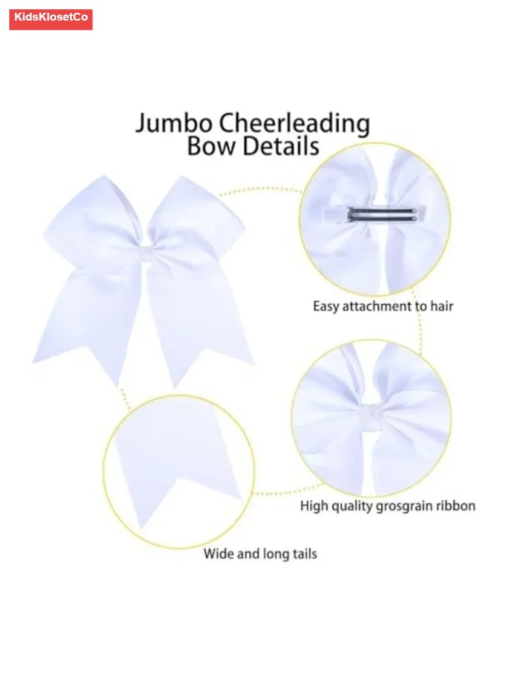 12-Pack 7-Inch Jumbo Hair Bows with Long Tails Grosgrain Ribbon Alligator Clips